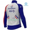 Radbekleidung Radtrikot Langarm + Lang Trägerhose 2020 Groupama-FDJ Winter Thermal Fleece N001